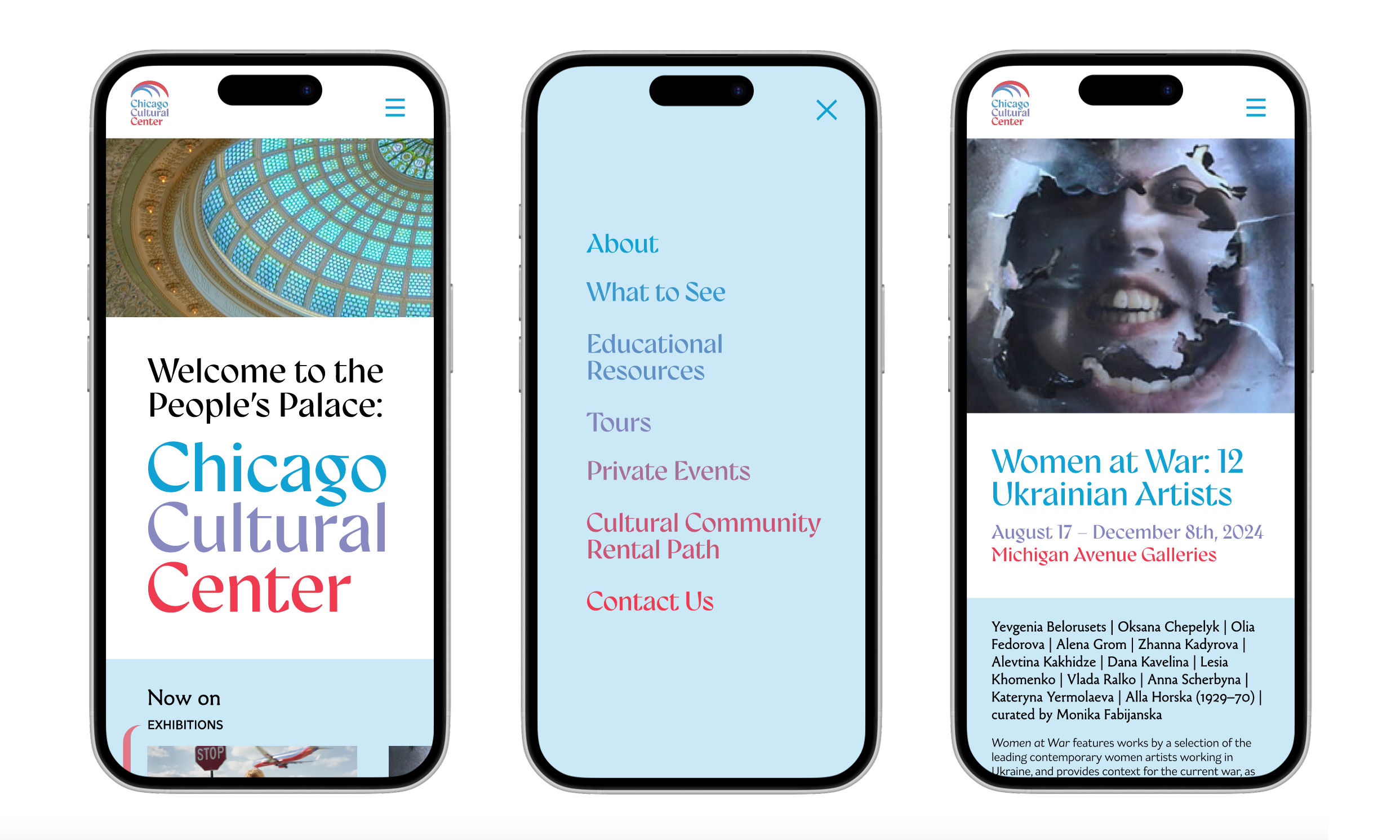 Chicago Cultural Center rebrand street banners.